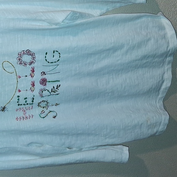 Talbots beaded graphic tee “hello spring” 3/4 sleeve 100% Cotton M - Picture 3 of 6